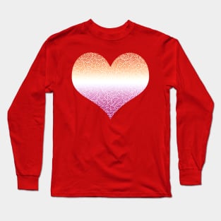 Ombré lesbian colours and white swirls doodles heart Long Sleeve T-Shirt